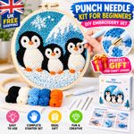 Punch Needle Kit for Beginners DIY Embroidery Starter Set with Hoop & Yarn Gift