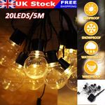 20 LED Retro Solar String Lights Outdoor Garden Festoon Party Globe Bulbs Lights