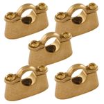 5 x Hospital Brackets Cast Brass Screw-On Wall Pipe Clips