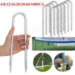U Shaped Rebar Stakes 30cm Heavy Duty Ground Anchors Tent Pegs Stakes Galvanized