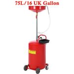 Waste Oil Drain Tank 75L/16 UK Gal Portable Fluid Fuel Transfer Drainage Change