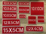 RED Embroidery Personalised Name Badges Patches Various Sizes Hook Backed