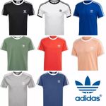 Adidas Originals Men’s 3 Stripes Cotton T-shirt Crew Neck Short Sleeve Top