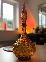 Vintage 1960s Empoli Amber Glass Genie Bottle Decanter Flame Stopper MCM