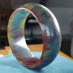 Beautiful Vintage Green Blue Red Marbled Bakelite Bangle Bracelet 