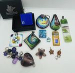 Job Lot of 13 Art Glass Pendants , Costume Jewellery Bundle