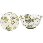 Olive Grove Bowl 12cm Ceramic Serving Bowl Mediterranean Olive Branch Design