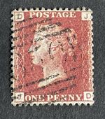 Sg43 1d Penny Red Stamp Plate 142 JD Corner Letters Good Used (Lot 2428)