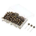200pcs Push Pins, Round Head Map Tacks Steel Point for Office, Bronze Tone