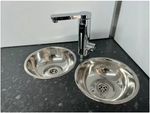 2x Stainless Steel Sink 29.5cm camper van / tent / mud kitchen , custom install.