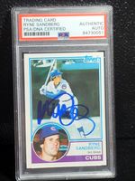 1983 TOPPS #83 RYNE SANDBERG AUTOGRAPHED CUBS ROOKIE CARD (PSA/DNA)