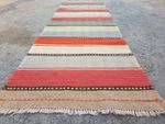 Vintage Handmade Traditional Geometric Red Kilim Floor Rug Carpet 206x62cm