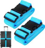 2PC Adjustable Luggage Straps Blue High Density Suitcase Belts Travel Essentials