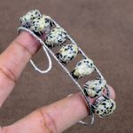 Dalmatian Jasper Gemstone Bangle 925 Sterling Silver Handmade Jewelry For Women