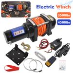 Electric Winch 12v 3500lb/4500lb Synthetic Rope Wireless Remote Garage Workshop