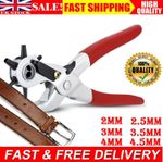9'' 6 Sized Leather Hole Punch Heavy Duty Hand Pliers Belt Holes Puncher Tool UK