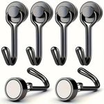 6-Pack Heavy Duty Magnetic Hooks 33Lbs Swivel Neodymium Hooks for Kitchen Office