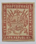 TRANSVAAL RARE 1870 1d Brown-lake Mounted Mint. SG1.€900. SIGNED. Light thins
