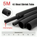 Heat Shrink Tube 4:1 Adhesive Glue Lined Heatshrink Sleeving 5M Black Waterproof