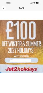 Jet2 rain cheq £100 Off Holidays from 1 Nov'26 to 31 Mar'28. Book By 30 Nov'26. 
