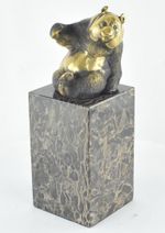 Statue Panda Wildlife Art Deco Style Art Nouveau Style Bronze Signed Sculpture