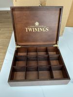 Twinings Wooden Hinged Display Tea Box 12 Compartments Royal Queen coffee