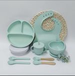 8 Pcs Baby Feeding Set Silicone Led Weaning Supplies Utensils Cup Bowl BPA Free