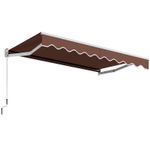 Outdoor Manual  Retractable Awning Cover Shelter-Brown