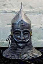 16GA Steel Medieval Norman Halfmasked Face Viking Helmet Chainmail Steel Hiking