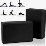 Yoga Gym Blocks 2pcs Black Comfortable Non-Slip Workout Fitness Bricks Pilates