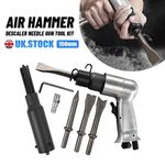 150mm Air Hammer Drill Gun With 4 X Chisels +Needle Descaler Paint Rust Remover~