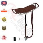 LEATHER SHOOTING STICK WITH RUBBER FERRULE AND SLING FOLDING SEAT FOR WALKING