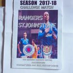 Rangers v St Johnstone - Challenge Match -  2017/18 Prog. 22/ 06/17. VERY RARE!