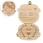 Wooden Baby Girl Tooth Storage Box Keepsake Organizer for Milk Teeth First Hair