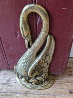 Vintage Solid Brass Swan Doorstop Heavy Metal Door Porter Country House Decor 