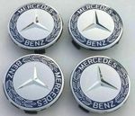 4x Mercedes Benz Blue Wheel Centre Caps 75mm Alloy Hub Emblem Badge Fits All