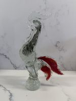 Murano Art Glass Cockerel Rooster Figurine 11 Inch Heavy w/Bubbles Red