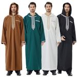Dubai Men Hooded Abaya Jubba Thoub Kaftan Thobe Saudi Dishdasha Long Robes Arab