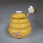 Miel Beehive Honey Pot with Wooden Bee Topped Honey Stirrer Brand NEW