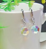 Handmade Large Aurora Borealis Drop Earrings 925 Silver Wires