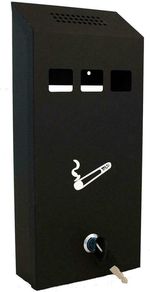 Lockable Wall Mounted Metal Coated Outdoor Ashtray cig Ash Bin with Lock
