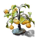 Vintage Glass Citrus Tree Chinoiserie Good Luck MCM