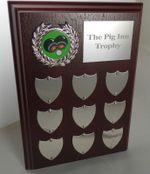 Annual Perpetual Rosewood Wooden Shield Plaque Trophy Award 9 year