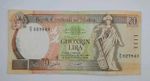1994 Bank Centrali ta' Malta - 20 Maltese Liri Lira Banknote P-48 No. D3 527843