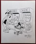 Walt Disney Drawing on old paper (Handmade) signed and stamped artwork