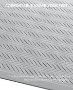 Non-slip rubber bath mat, 43x92 cm, machine washable with strong suction cups.