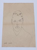 Andy Warhol Drawing on paper (Handmade) signed and stamped mixed media.