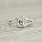 Emerald Cut 2.50Ct Diamond Split Shank Engagement Ring 14k White Gold in Size M