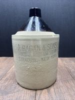 Vintage J.RAGAN & SONS GROCERIES WINES AND LIQUOR CROCK JUG SYRACUSE NEW YORK 