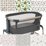 2x FITTED SHEET compatible with maxi cosi lora bedside crib cotton stars animals